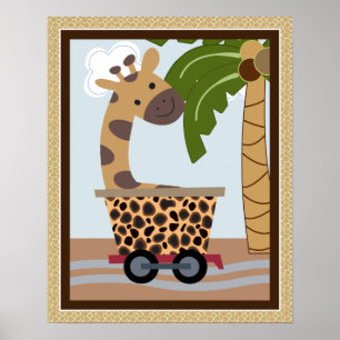 Safari Züge Tiere Kinderzimmer Art Poster
