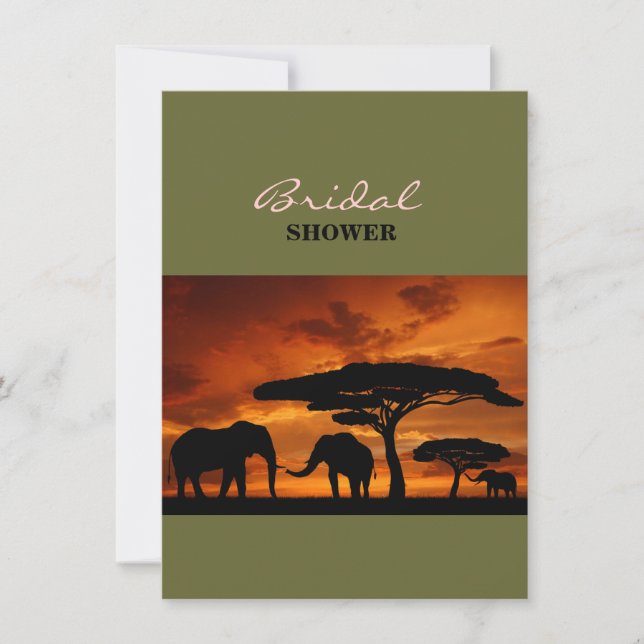 Safariafrikanische Baobabbaum-Elefant-Silhouette Einladung (Vorderseite)
