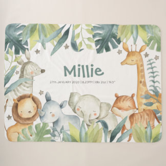 Safaridecke mit niedlichen Dschungeltieren Sherpadecke