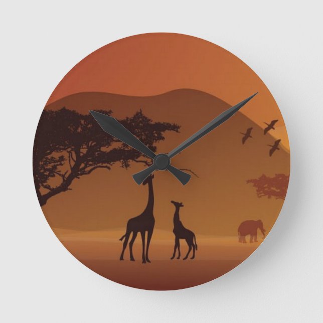 Safaripark Runde Wanduhr (Vorderseite)
