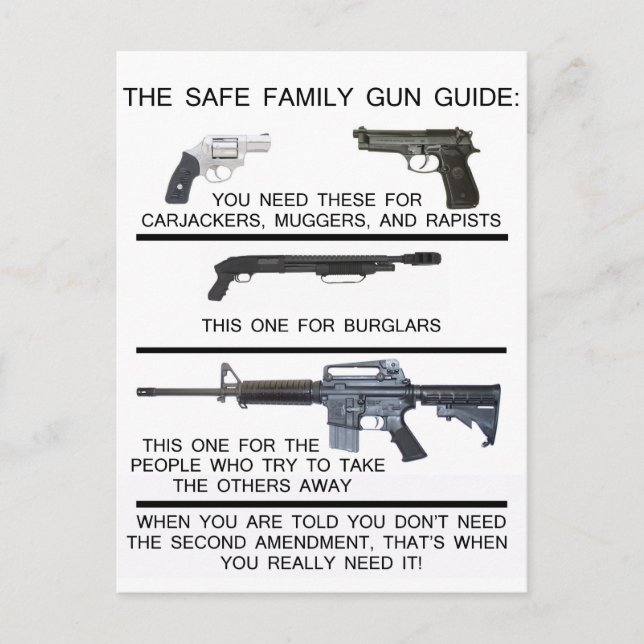 SAFE FAMILY GUN GUIDE POSTKARTE (Vorderseite)