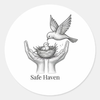 Safe Haven - Vogel in Menschenhand Naturkunstmarkt Runder Aufkleber