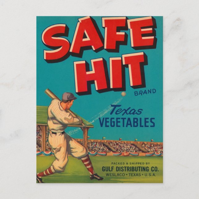 Safe Hit Texas Vegetables-Verkleidungslabel Postkarte (Vorderseite)