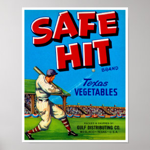 Safe Hit Vintag Lable Art Poster