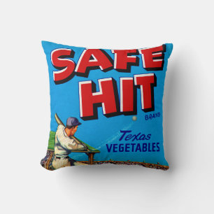 Safe Hit Vintage Etikettenkunst Kissen