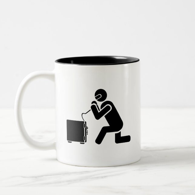 "Safe-knackende" Piktogramm-Tasse Zweifarbige Tasse (Links)