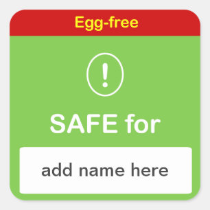 SAFE LEBENSMITTELETIKETT MIT Individuelle Name ~ E Quadratischer Aufkleber