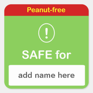 SAFE LEBENSMITTELETIKETT MIT Individuelle Name ~ P Quadratischer Aufkleber