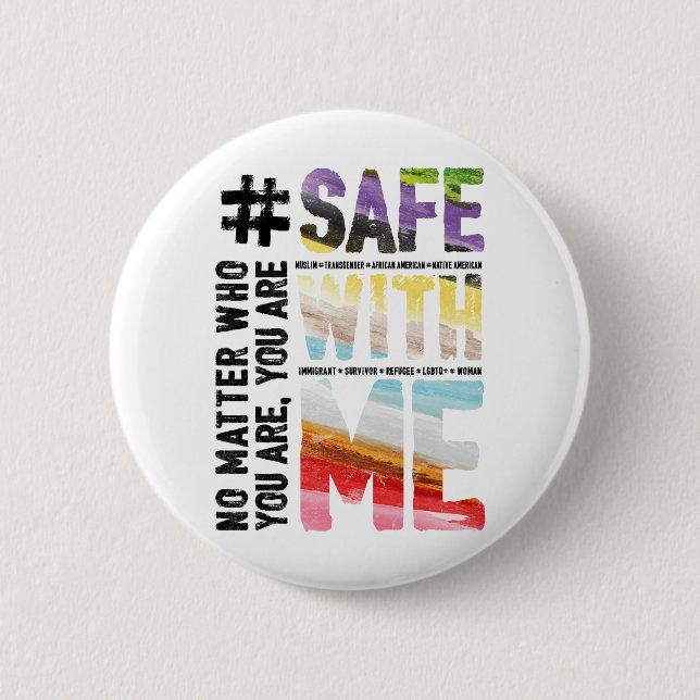 Safe mit mir Aquarell-runder Knopf Button (Vorderseite)