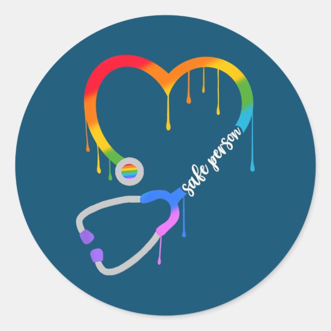 Safe Person Heart Stethoscope Nurse CNA Doktor Runder Aufkleber (Vorderseite)