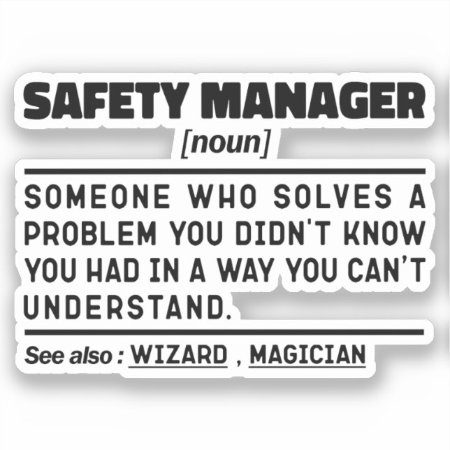 Safety Manager Noun Remüder Worker Funny Aufkleber (Vorderseite)