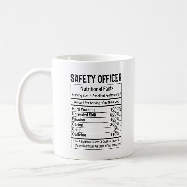 Safety Officer Nutrition Facts 11oz Coffee Mug Kaffeetasse (Links)