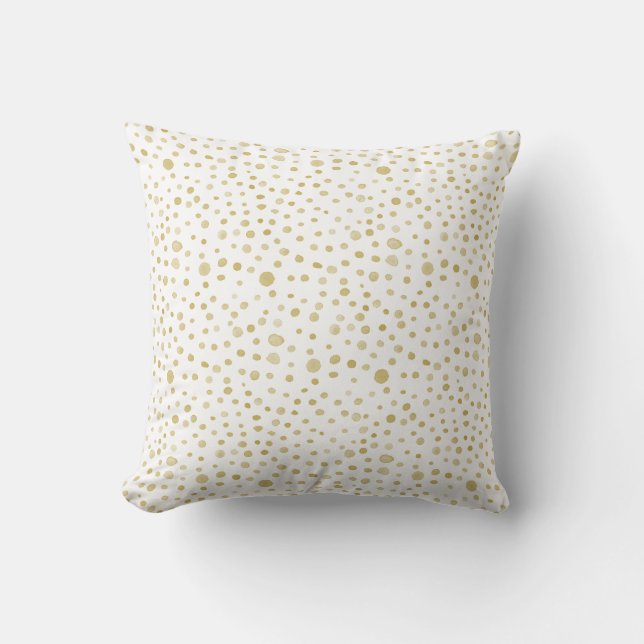 Saffron Confetti Wasserfarbe Dots Throw Kissen (Vorderseite)