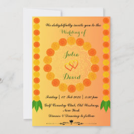 Saffron Gelb mit Marigold Hochzeit Einladung