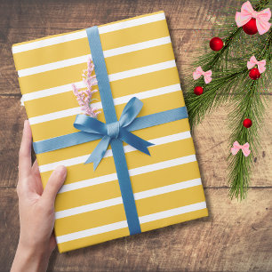 Saffron Gelb Weiß Horizontal Gestreift Geschenkpapier