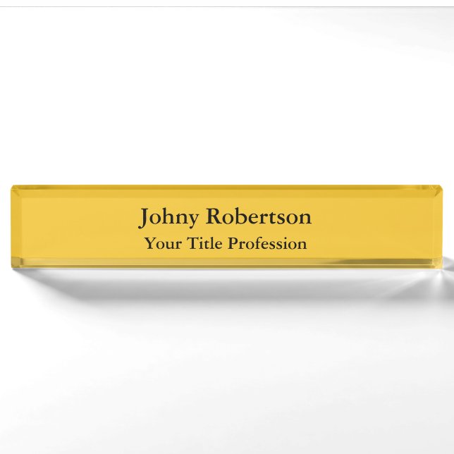 Saffron Golden Yellow Plain New Orleans Club Namensplakette (Vorderseite)