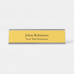 Saffron Golden Yellow Plain New Orleans Club Schreibtischnamensplakette