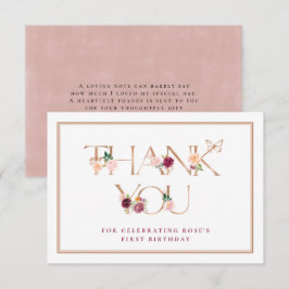 Saffron Rose Gold Butterfly Danke Karte