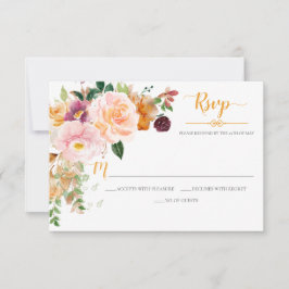 Saffron Yellow Blush Mauve Corner Bouquet RSVP Karte