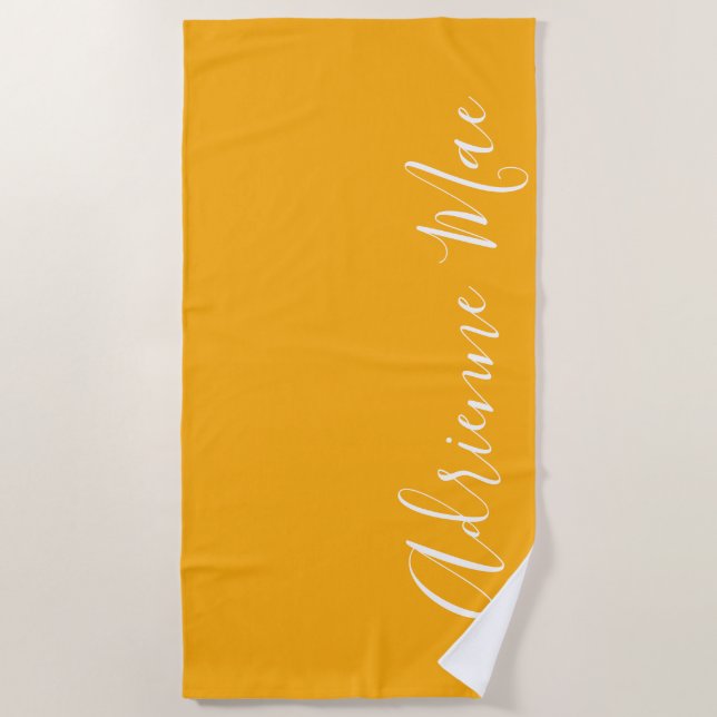 Saffron Yellow einfach Personalisiert Strandtuch (Vorderseite)