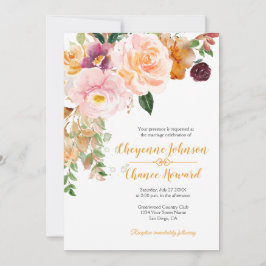 Saffron Yellow Pink Mauve Rustikale Hochzeit | Einladung
