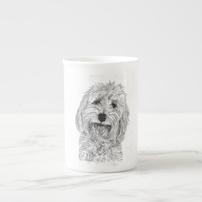 Saffy la tasse blanche de Cockapoo Chine (Devant)