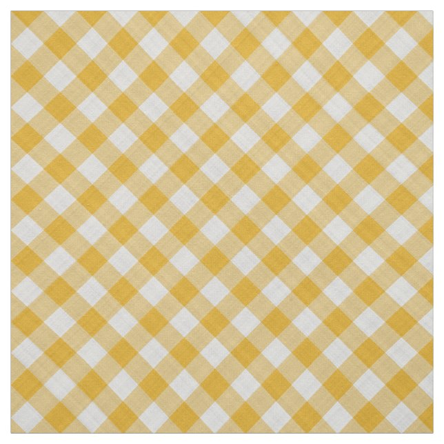 Safran Gelber Gingham Karierte Printwerbung Stoff (Muster)