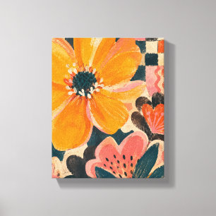 Safran-Schachblüten-Maximalist-Floral-Abstrakt C Leinwanddruck