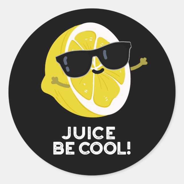 Saft sei Cooles Obst Pun Dark BG Runder Aufkleber (Vorderseite)