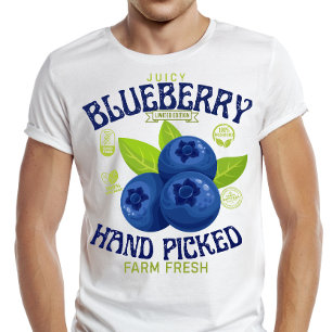 Saftige Blaubeeren Frische Garantie Fruchtlabel T-Shirt