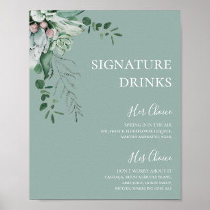 Saftige Grüntöne   Salbeigrüne Signature-Drinks Poster