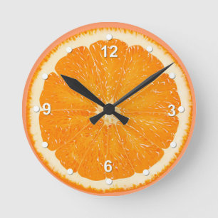 Saftige orange Küchen-Wanduhr Runde Wanduhr