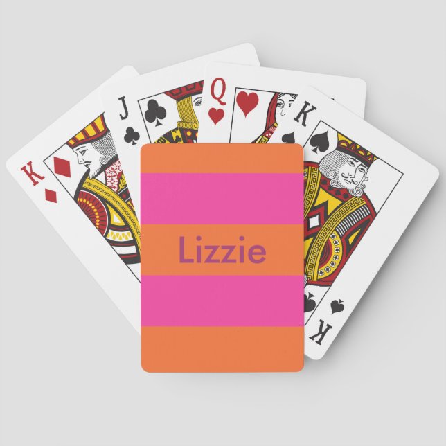 Saftige orange und heißes Rosa-personalisierte Spielkarten (Rückseite)