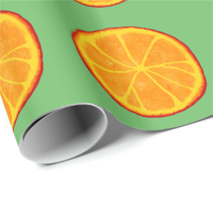 Saftige realistische orange Scheiben Geschenkpapier