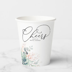 Saftige Rose Gold Grün Blätter Elegant Modern Pappbecher