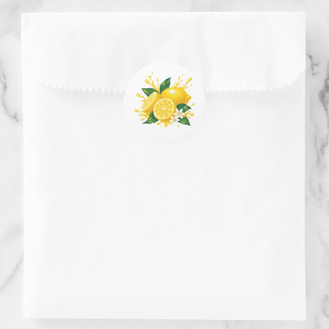 Saftige Zitrone Runder Aufkleber (Tasche)