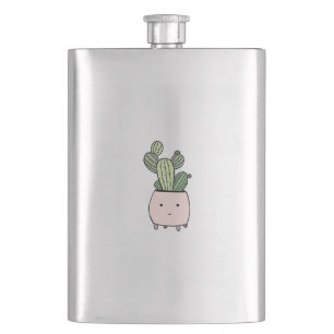 Saftiger lächelnder Kaktus im rosa Flowerpot Flachmann