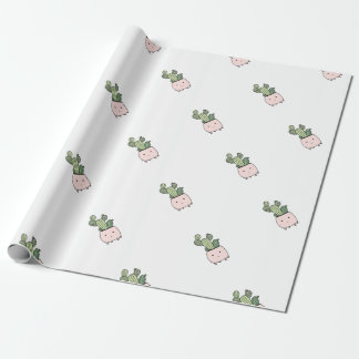 Saftiger lächelnder Kaktus im rosa Flowerpot Geschenkpapier