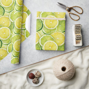Saftiger Zitronen-Limonen-Glanz-Geschenkpapier Geschenkpapier