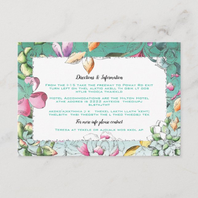 Saftiges Aquarell, das Info-Karten Wedding ist Begleitkarte (Vorderseite)