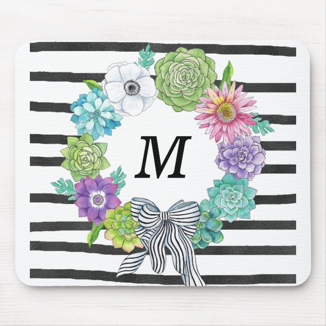 Saftiges Aquarell-Monogramm Mousepad (Vorne)