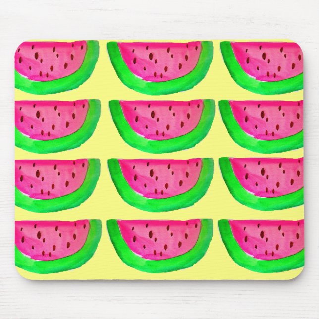 Saftiges rosa Wassermelonefruchtmuster auf Zitrone Mousepad (Vorne)