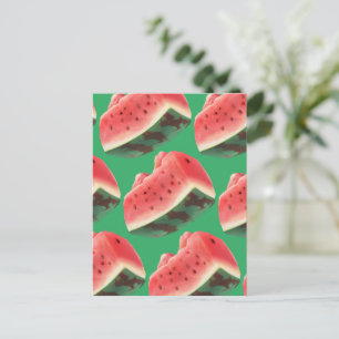 Saftiges Wassermelonen-Muster: Sommerliches Frücht Ankündigungspostkarte