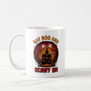 Sag Boo Grusel Spukhaus Geister Kürbisse Hallow Kaffeetasse