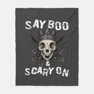 Sag Boo Gruseliger Totenkopf Krone Fledermaus Flüg Fleecedecke