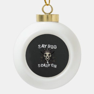 Sag Boo Gruseliger Totenkopf Krone Fledermaus Flüg Keramik Kugel-Ornament