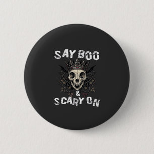 Sag Boo Gruseliger Totenkopf-Kronen-Fledermaus-Flü Button