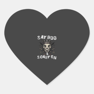 Sag Boo Gruseliger Totenkopf-Kronen-Fledermaus-Flü Herz-Aufkleber