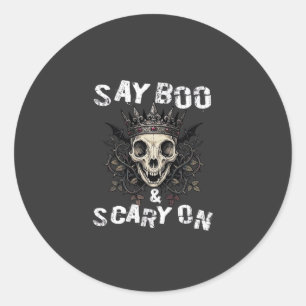 Sag Boo Gruseliger Totenkopf-Kronen-Fledermaus-Flü Runder Aufkleber