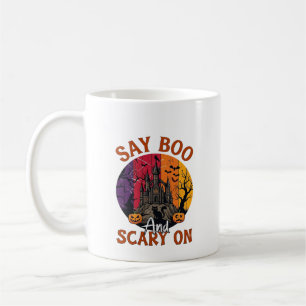 Sag Boo Gruseliges Halloween Spukhaus Schwarze Kat Kaffeetasse